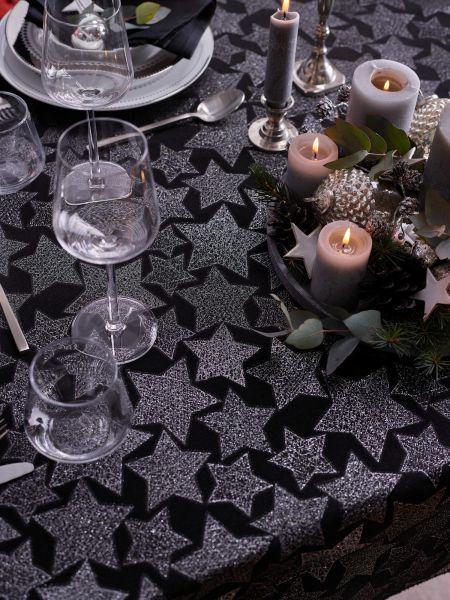 SPECIAL Tischdecke STAR PARADE 170cm rund, Farbe 79-black/silver