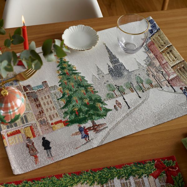 2 Tischsets Gobelin X-MAS IN TOWN